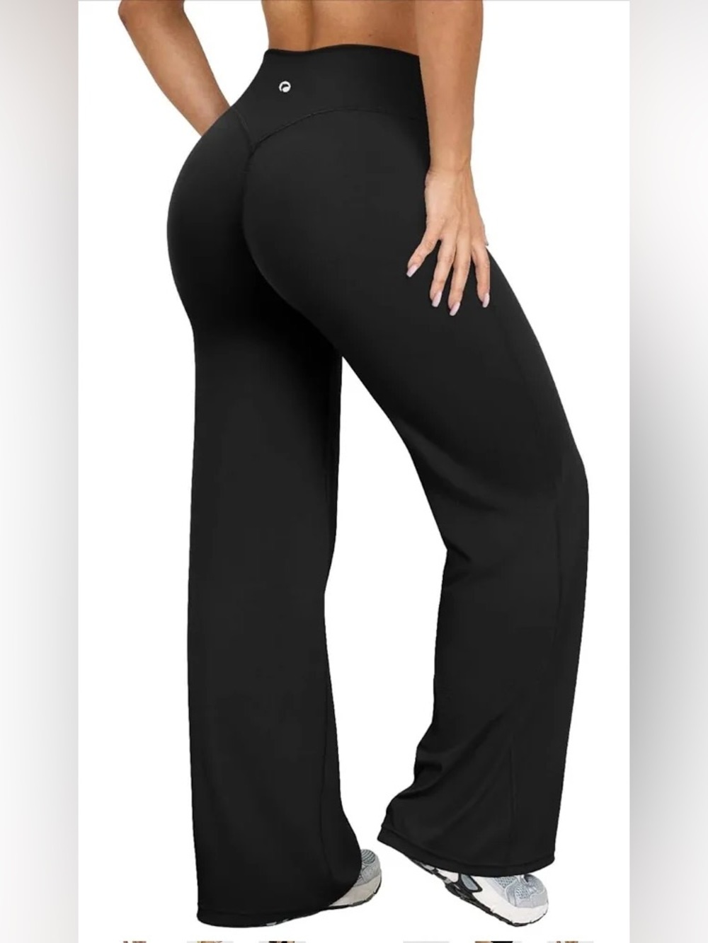 OQQ Wide Leg High Waisted Yoga Pants Black Large Long NWOT